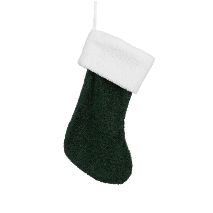 Julstrumpa i plysch grön och vit