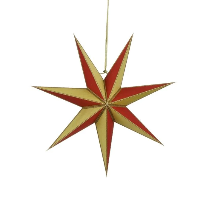 Julstjärna i rött och guld 45 cm i dia