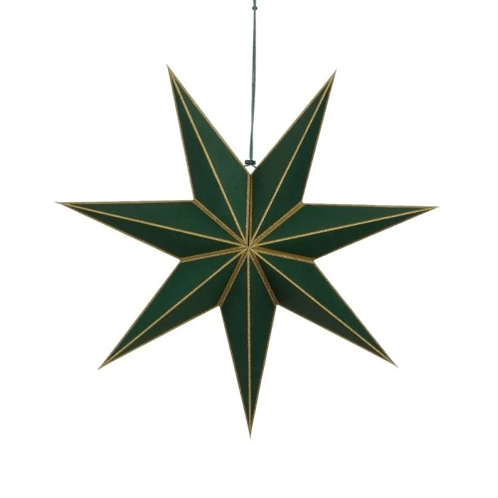Julstjärna grön med guldfärgade kanter 60 cm i dia