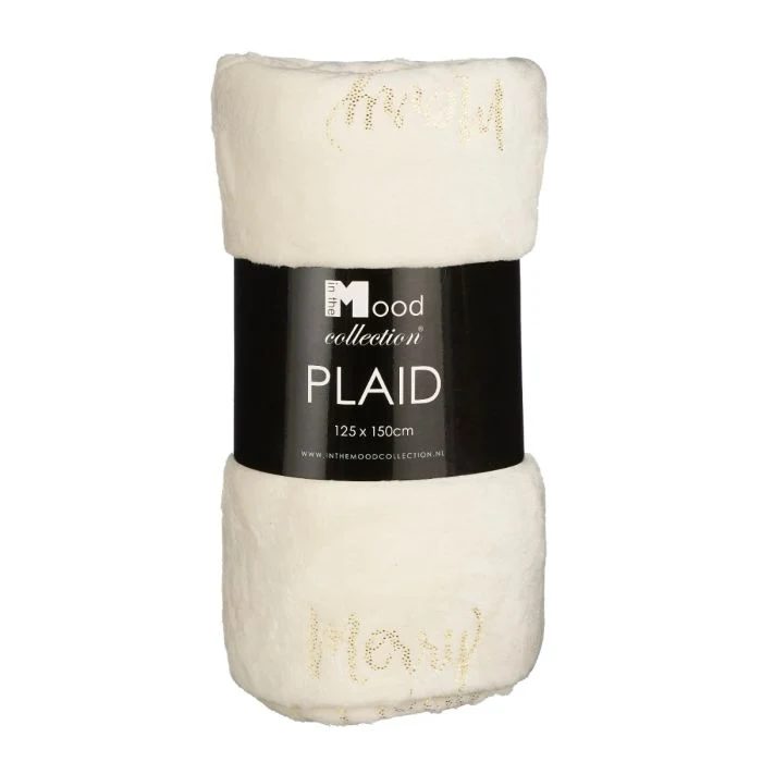 Fleece plaid Merry Christmas vit