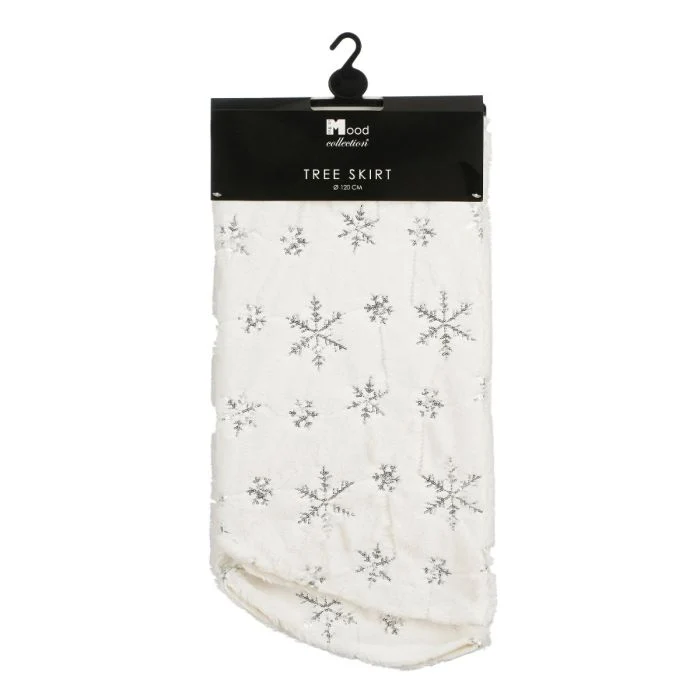Julgransmatta vit med snöflingor