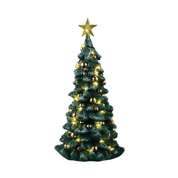 Snöig julgran klart ljus