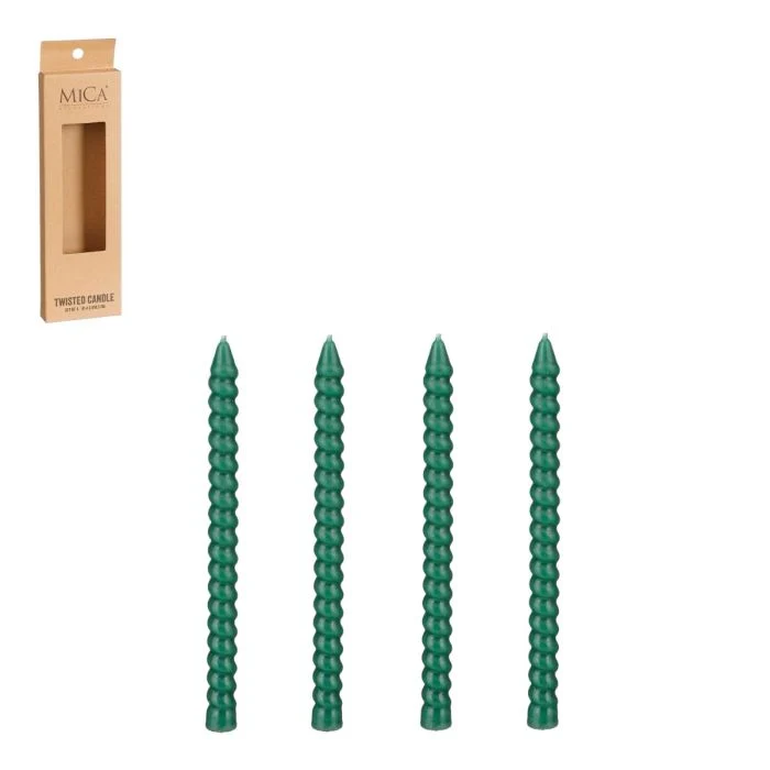 Tunna vridna värmeljus 4-pack mörkgröna