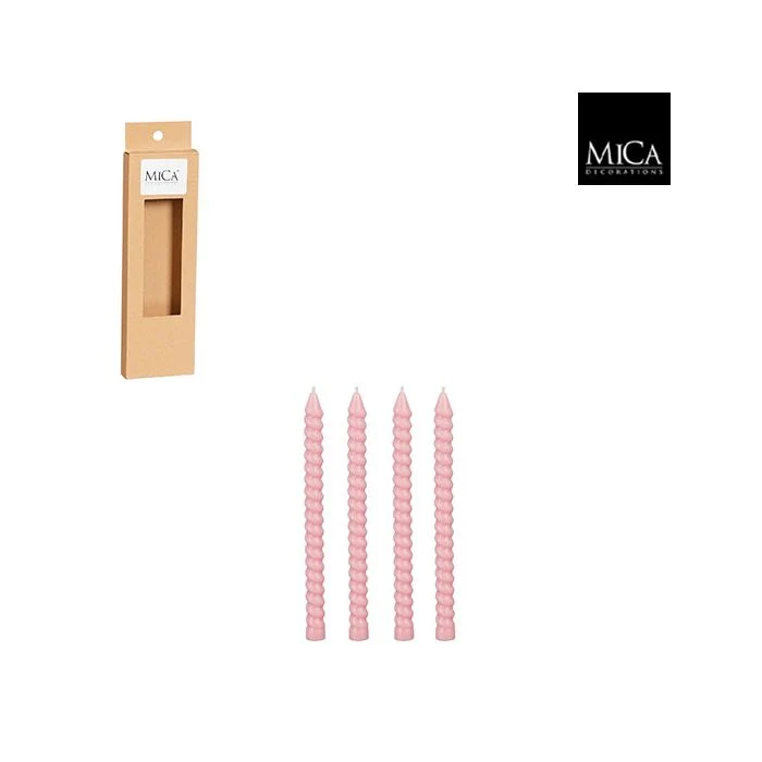 Tunna vridna ljus 4-pack rosa