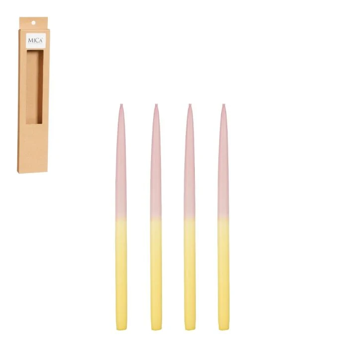 Smala tvåfärgade ljus 4-pack ljusgul och ljusröd