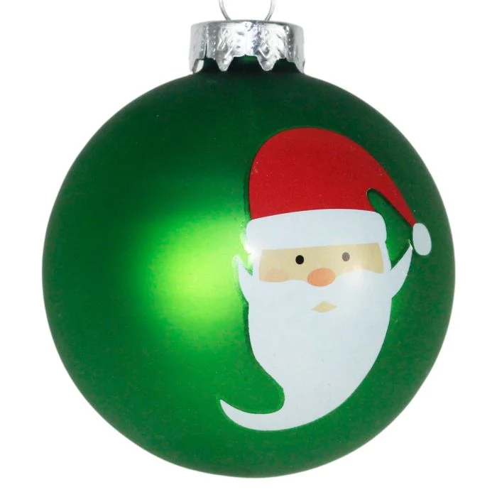 Grön julgranskula med jultomten