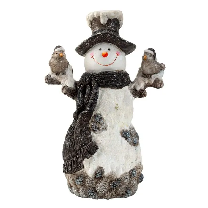 Snögubbe med fåglar 49 cm hög
