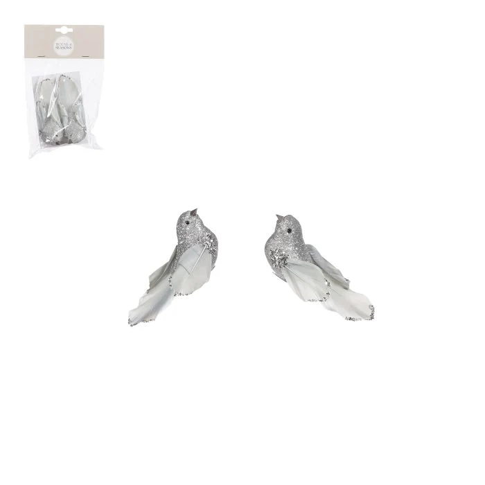 Fåglar på klämmor silverfärgade 2-pack