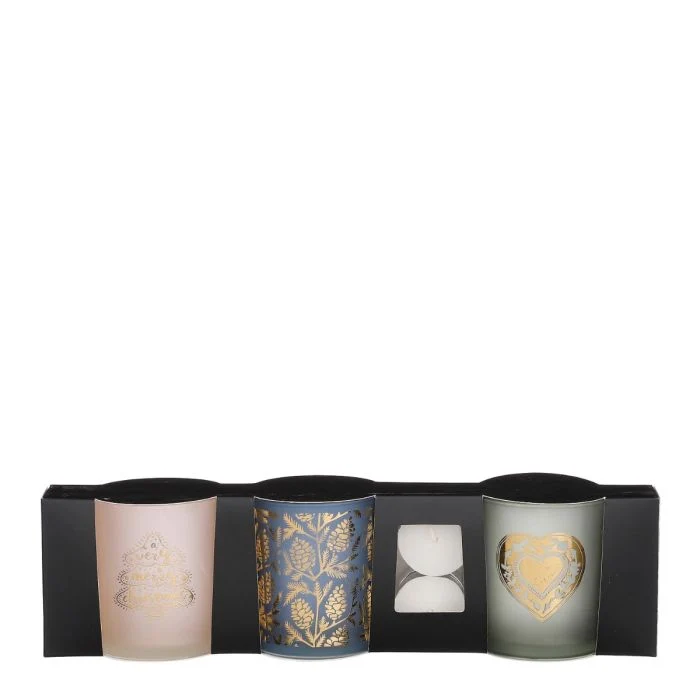 Värmeljushållare 3-pack vit/blå/grön