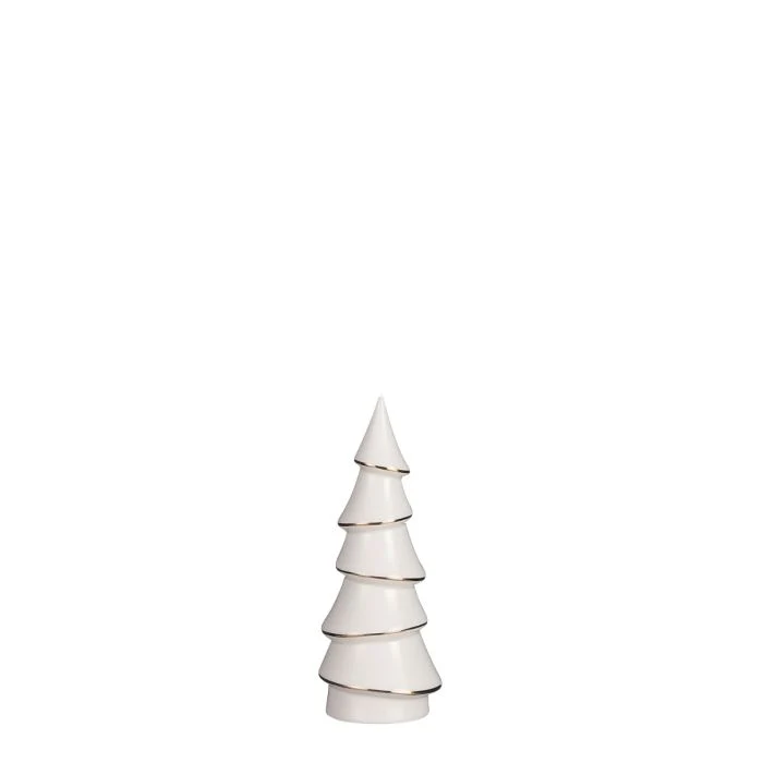 Vit julgran i porslin 16 cm hög