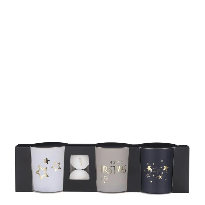 Värmeljushållare 3-pack jul