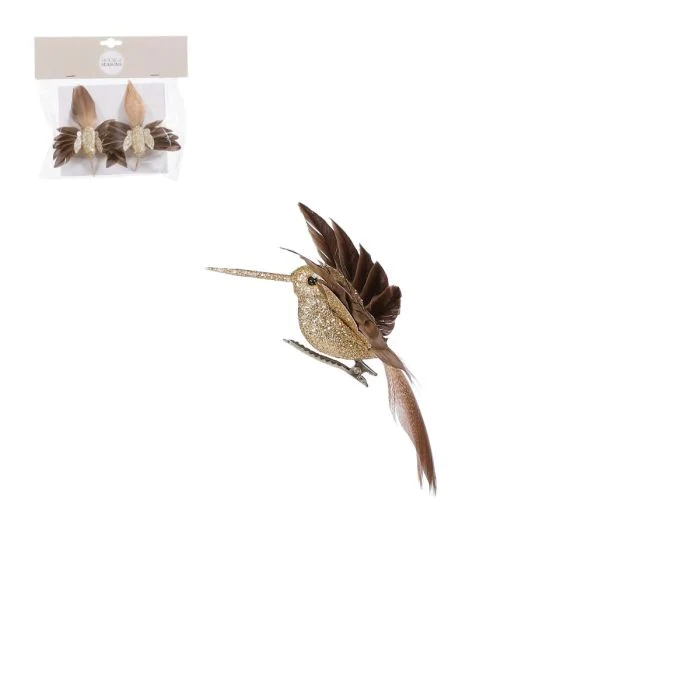 Kolibri med klämma guldfärgad 2-pack