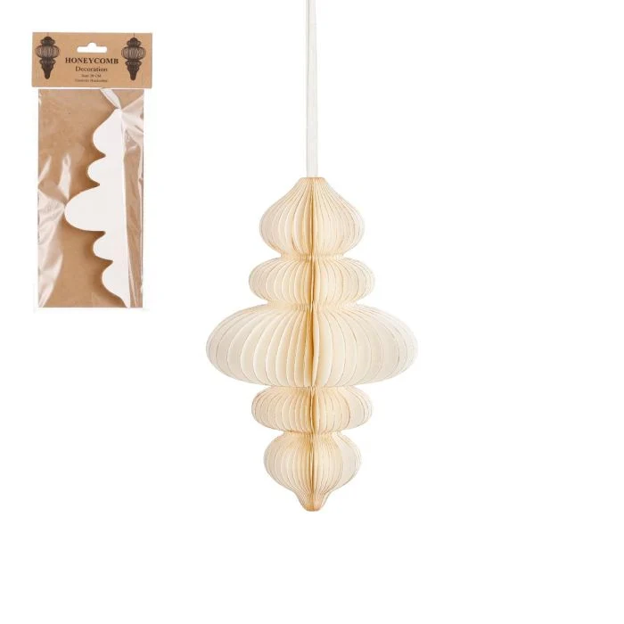 Pappersdekoration istappar 20 cm lång kräm