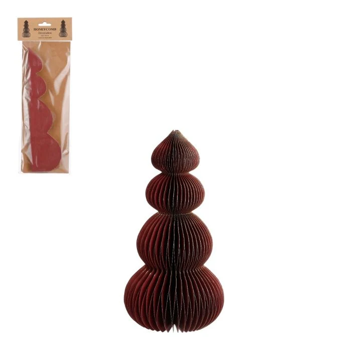 Handgjord julgran mörkröd 29 cm hög