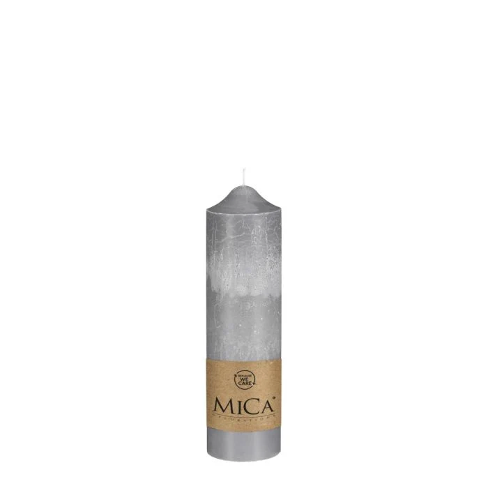 Blockljus 25 cm hög grå