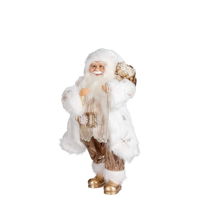 Jultomte med vit kappa 47 cm lång