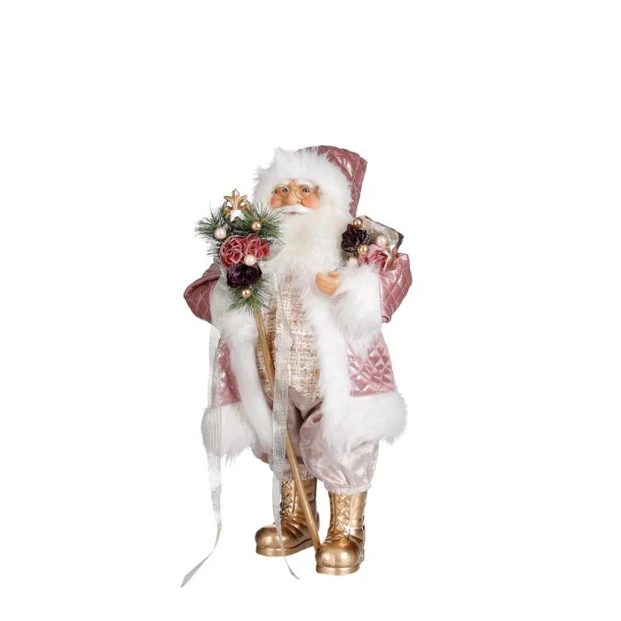 Jultomte med rosa kappa 47 cm hög