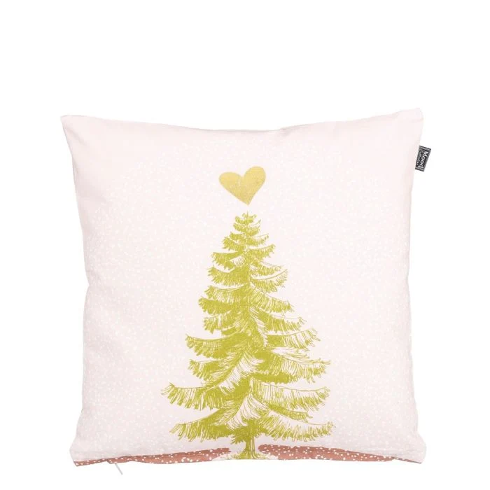 Kudde med julgran beige 45 cm x 45 cm