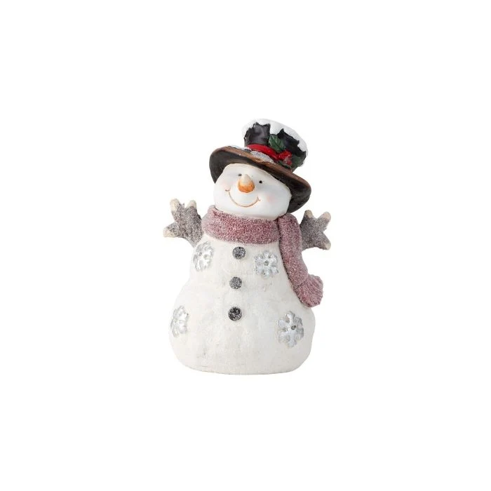 Stor snögubbe med hög hatt