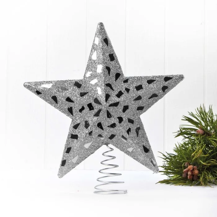 Julgransstjärna Silver reflekterande