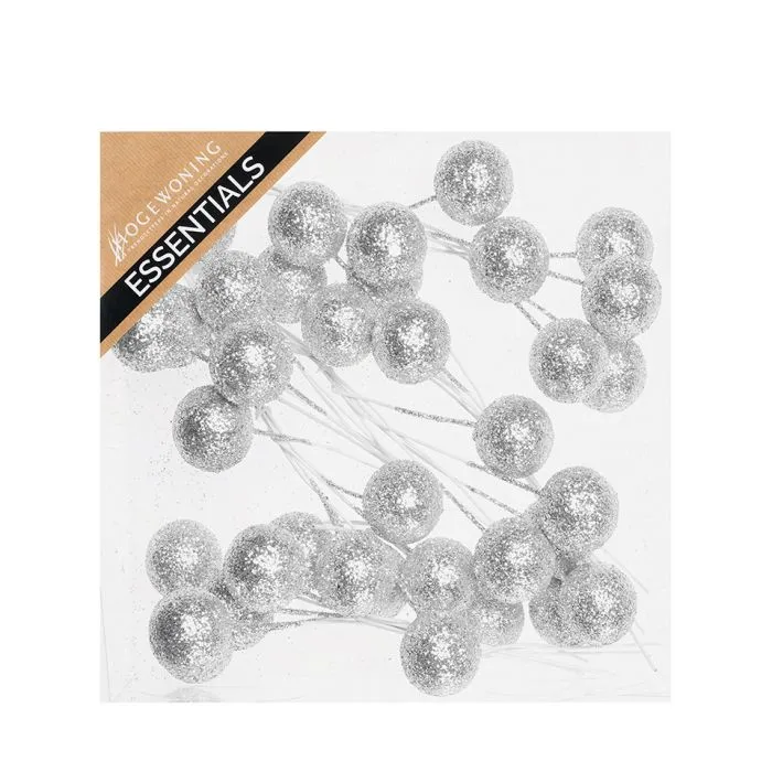 Glitterkulor på tråd silverfärgad