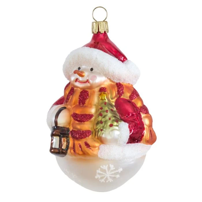 Julkula Snögubbe med julgran och lykta