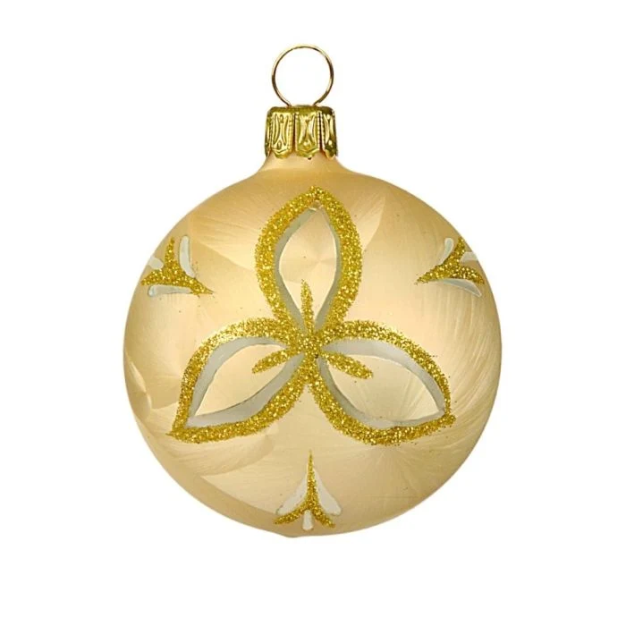 Julgranskulor Champagne med blommor 5-pack, 6 cm