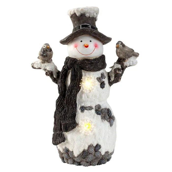 Snögubbe med ljus 65 cm hög