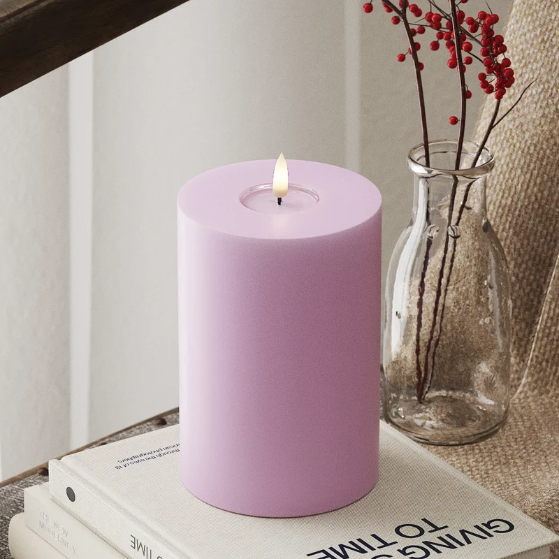 LED Bloklys Ø 10 x 15 cm Lavendel
