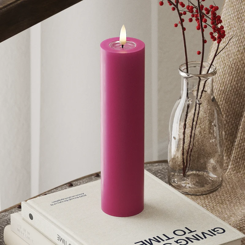 LED Bloklys Ø 5 x 20 cm Magenta