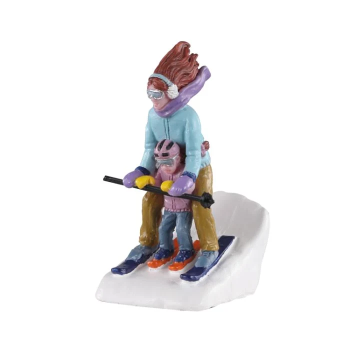 Mamma och jag åker skidor
