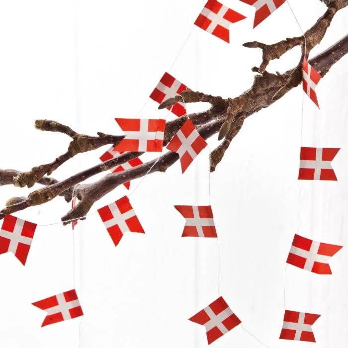 Flagggirlang med mini danska flaggor