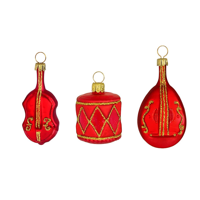 Julgranskulor Röda instrument 3-pack