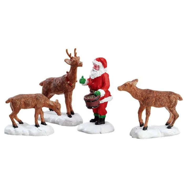 Jultomten matar renar, set med 4