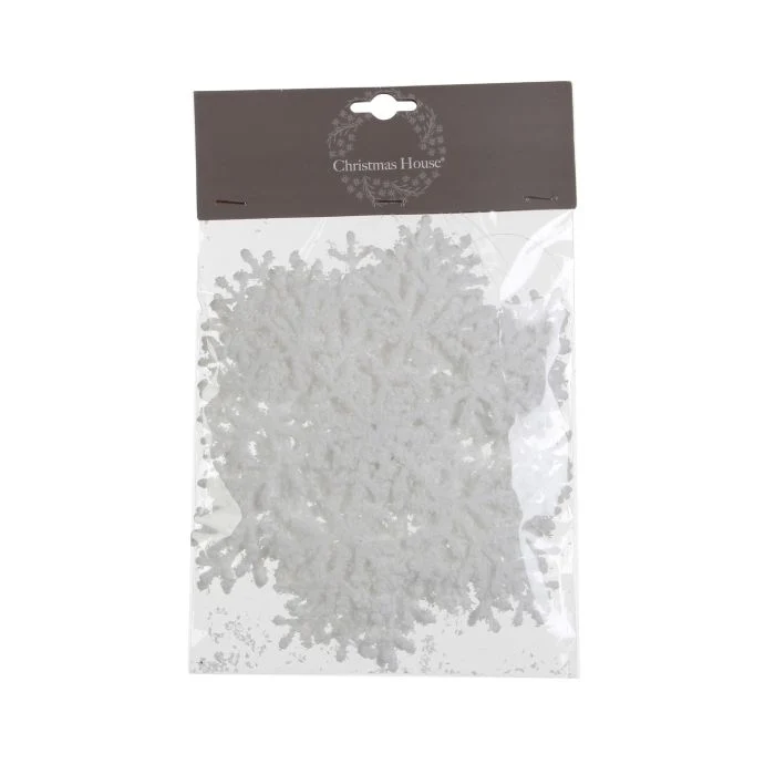 Snöflingor med snö 18 cm höga 4-pack