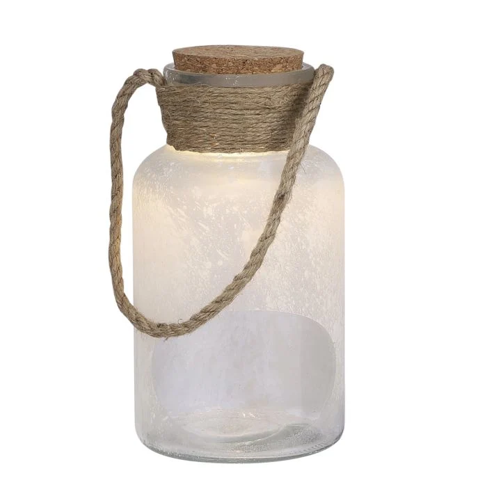 Vit skeppsflaska med LED-ljus