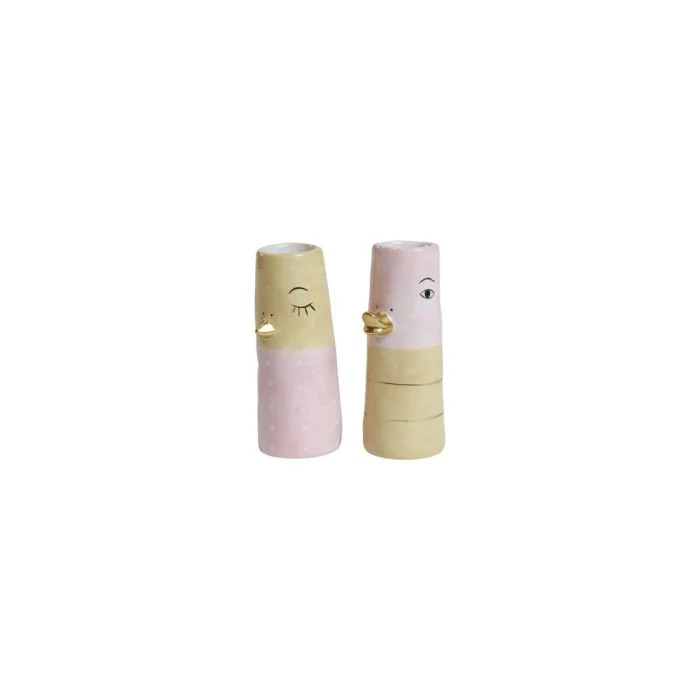 Vas Anka 10 cm rosa & ljusgul