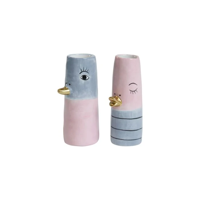 Vas Anka 10 cm rosa & ljusblå