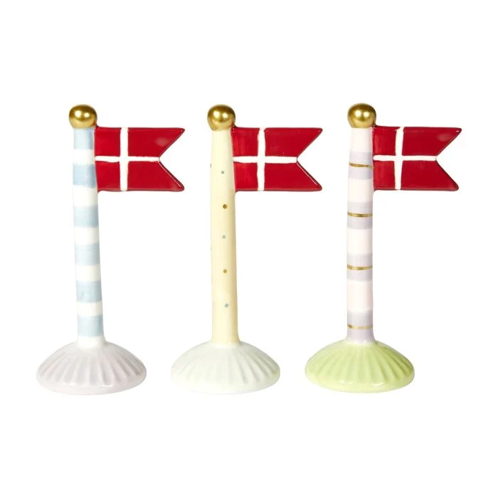 Flaggstång pastellfärgad med spetsig flagga 14 cm hög