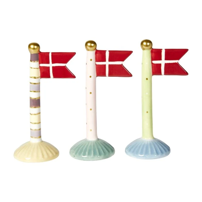 Flaggstång med spetsig flagga 14 cm hög