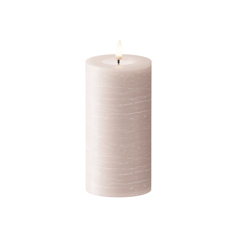 LED Stompkaarsen WetLook Ø 7,5 x 15 cm Roze
