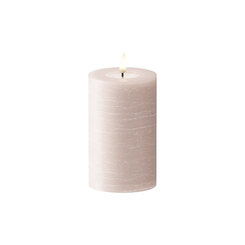 LED Stompkaarsen WetLook Ø 7,5 x 12,5 cm Roze