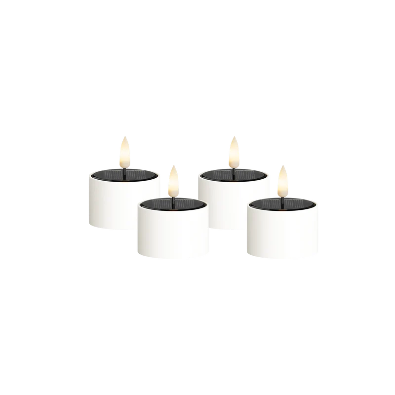 Zonnecel LED Waxinelichtjes 4 stuks, Ø 5,3 x 3,5 cm Wit