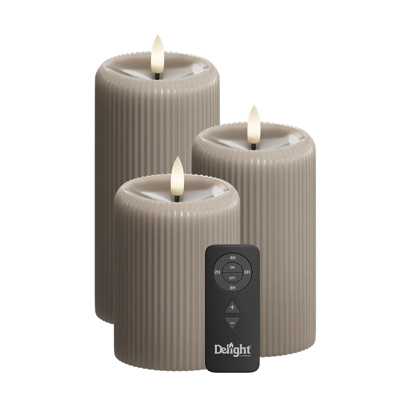 LED Streep, 3 stuks, Ø 7,5 x 10/12,5/15 cm Mokka