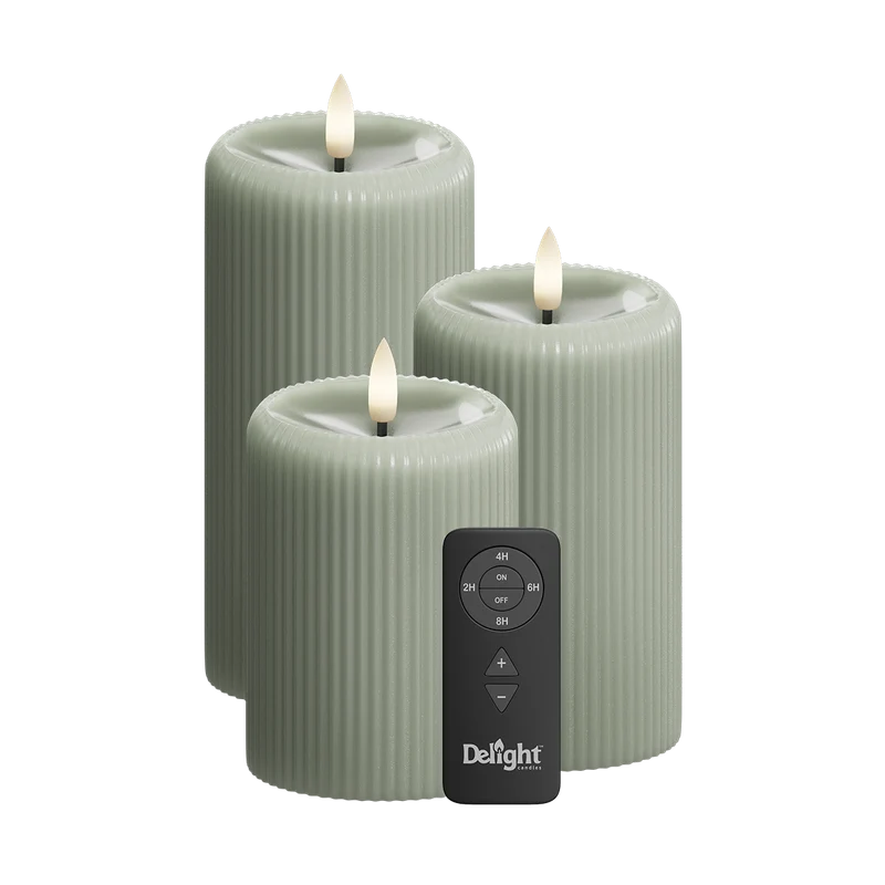 LED Streep, 3 stuks, Ø 7,5 x 10/12,5/15 cm Saliegroen