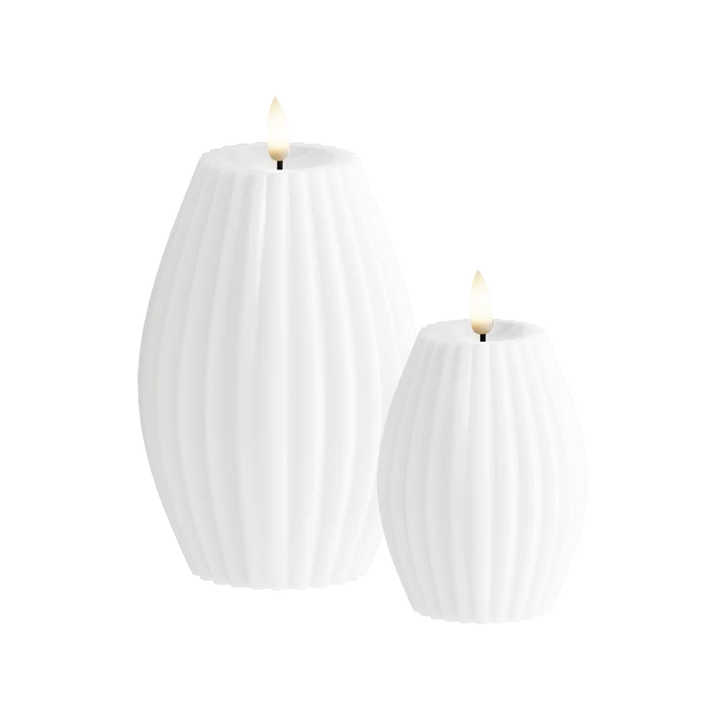 LED Rillelys 2 stk, Ø 7,5 x 10 + Ø 10 x 15 cm Hvid