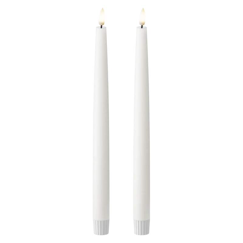 LED Kronelys 2 stk, Ø 2,2 x 29 cm Hvid