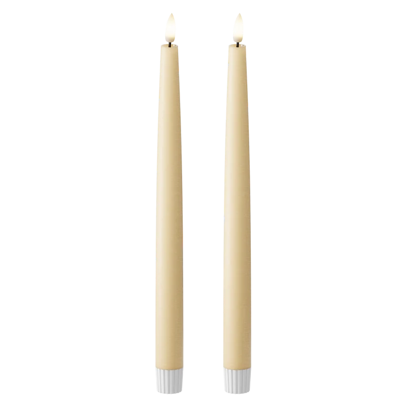 LED Kronelys 2 stk, Ø 2,2 x 29 cm Lys Karamel