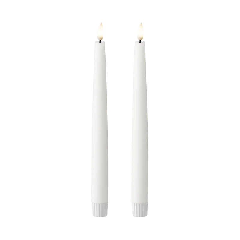 LED Kronelys 2 stk, Ø 2,2 x 25 cm Hvid