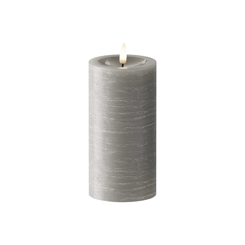 LED Bloklys Ø 7,5 x 15 cm Grå